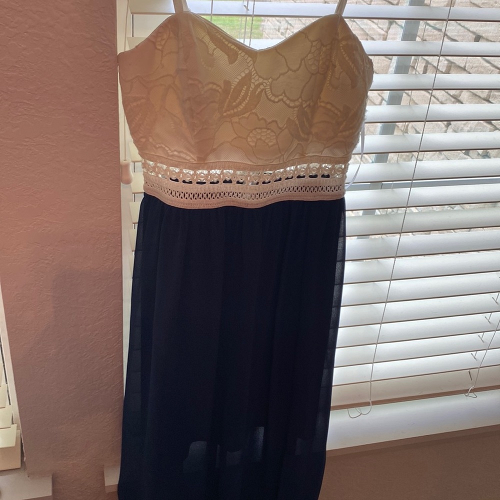 Formal blue and white dress